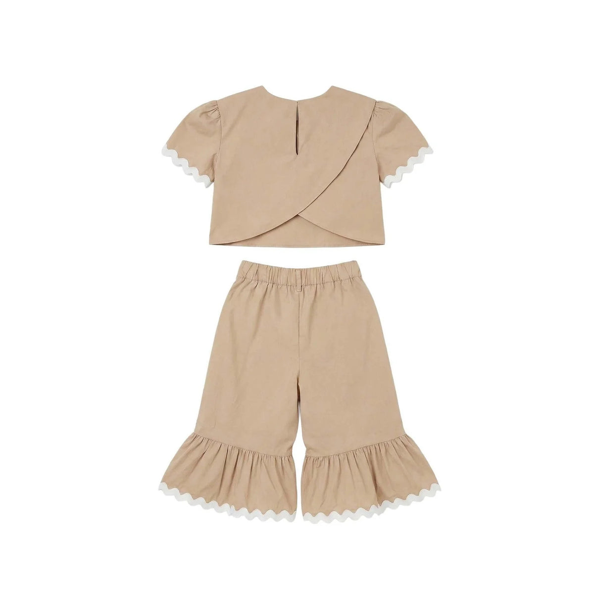 Completo bambina Twinset beige in popeline di cotone | ViaMonte Shop