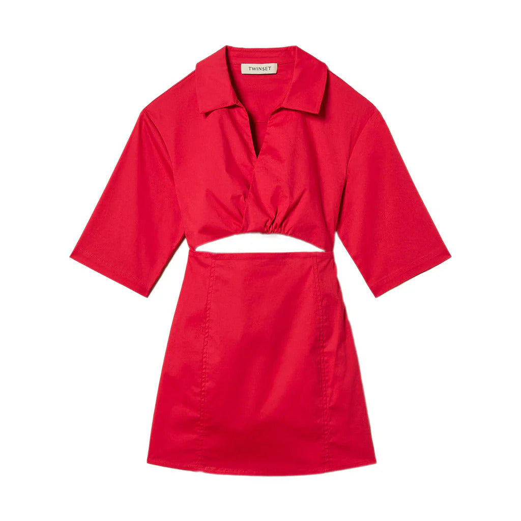 Vestito bambina Twinset magenta in popeline di cotone stretch | ViaMonte Shop