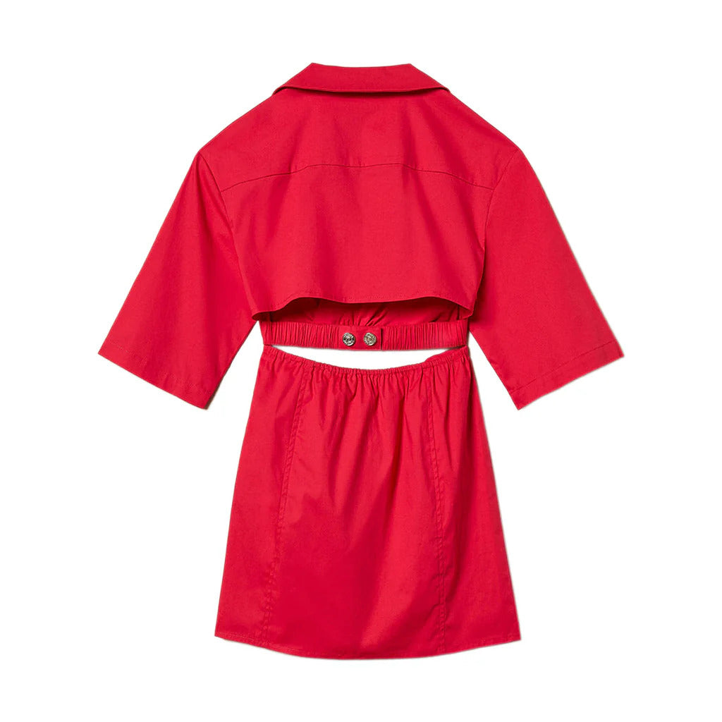 Vestito bambina Twinset magenta in popeline di cotone stretch | ViaMonte Shop