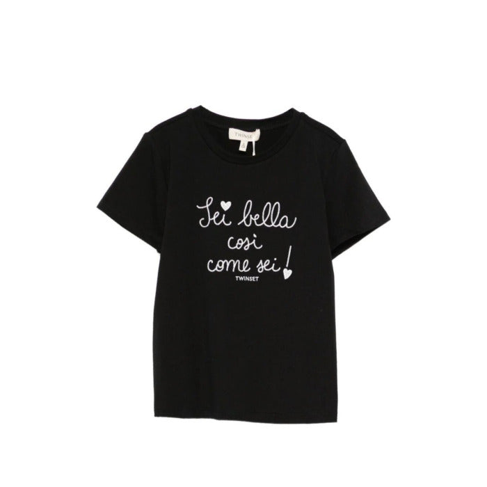 T-shirt bambina Twinset nera in cotone | ViaMonte Shop