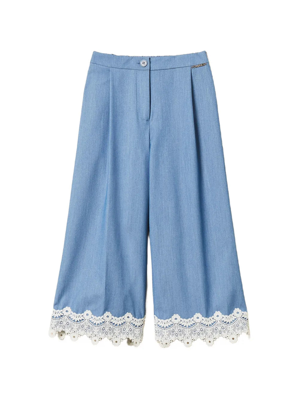 Pantalone cropped bambina Twinset cielo in misto viscosa | ViaMonte Shop