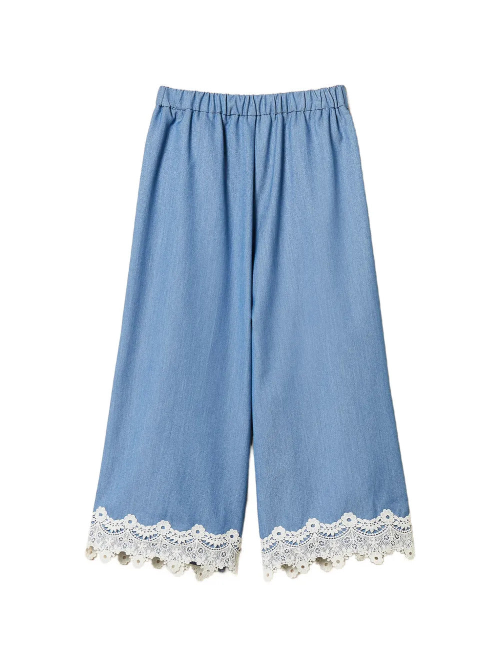 Pantalone cropped bambina Twinset cielo in misto viscosa | ViaMonte Shop