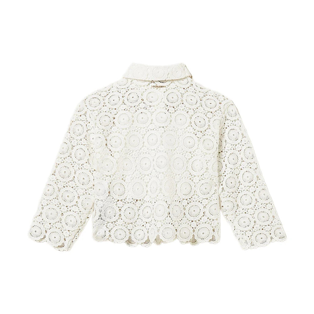 Camicia bambina Twinset bianca in pizzo macrame' | ViaMonte Shop