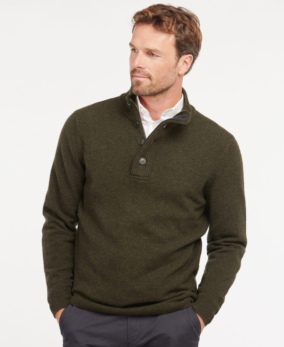 Barbour maglione half zip e patch verde militare | ViaMonte Shop