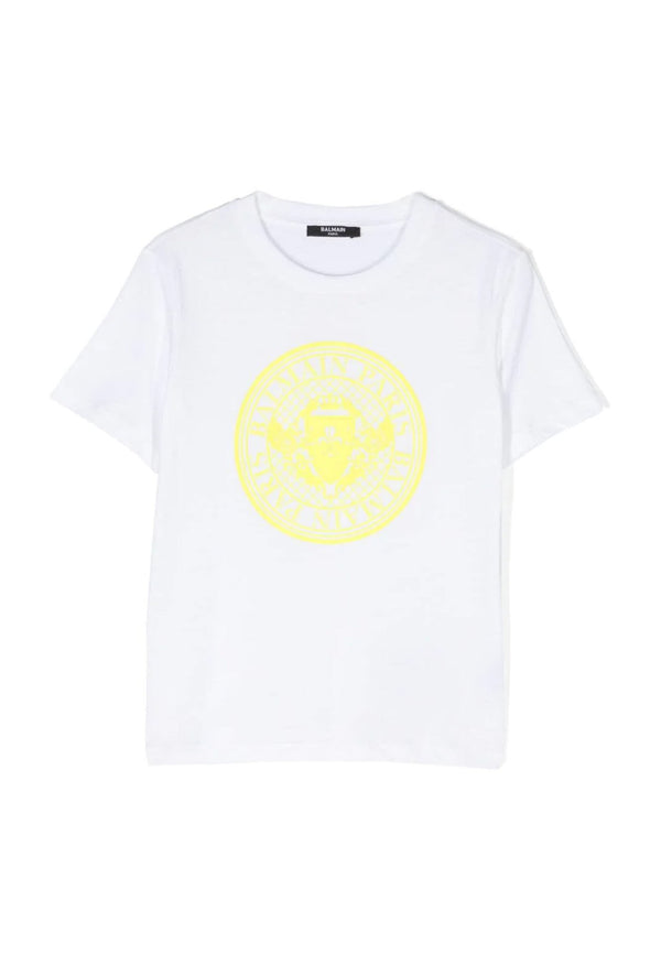 Balmain t-shirt bianco-giallo unisex