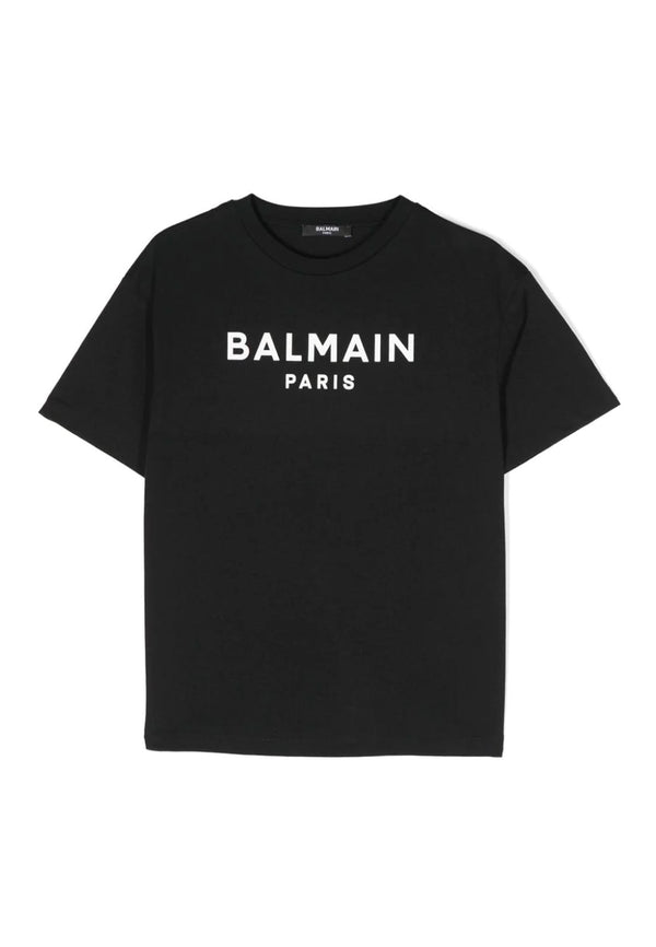 Balmain t-shirt nero-bianco bambino