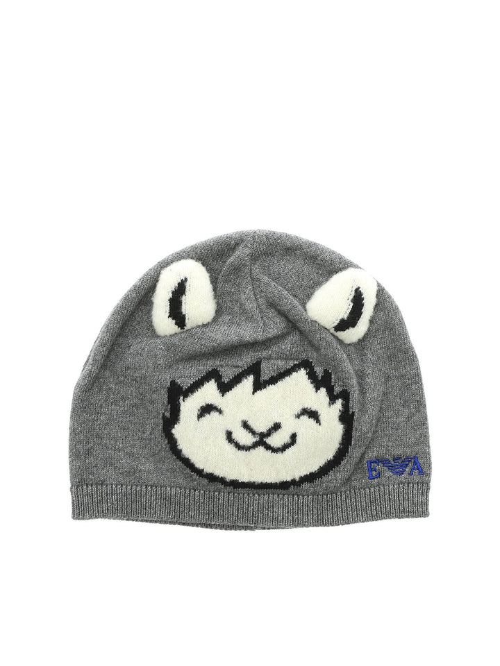 ViaMonte Shop | Cappello grigio neonato grigio con patch in misto lana