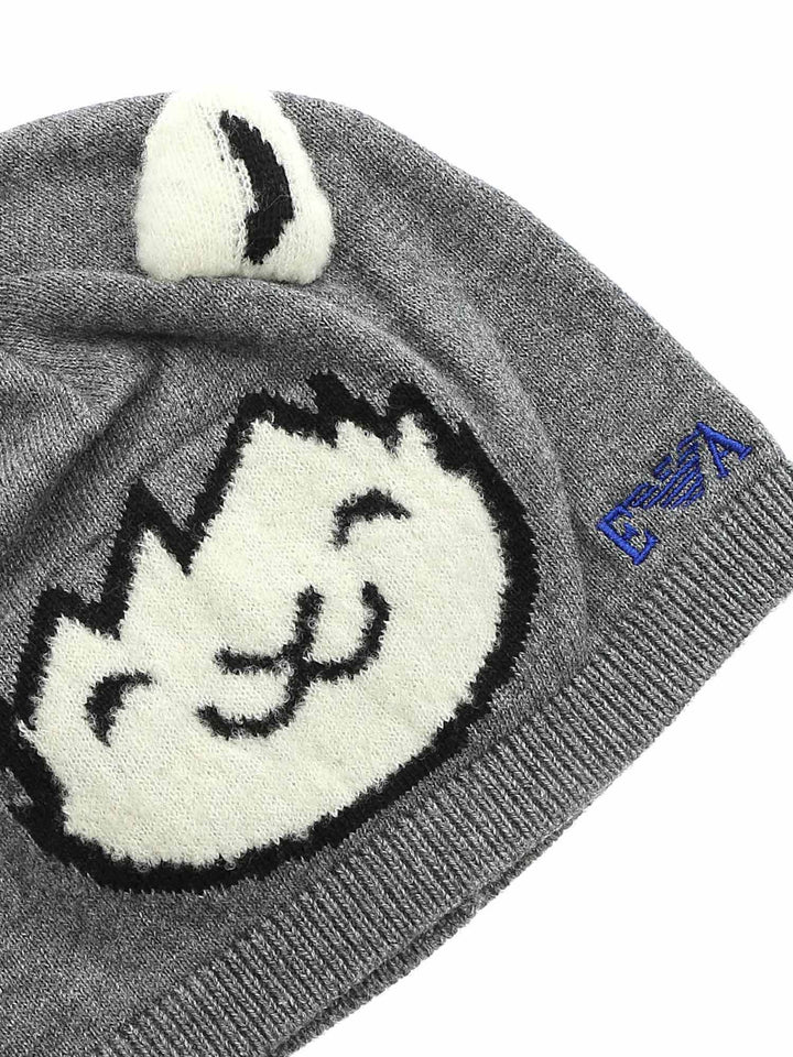 ViaMonte Shop | Cappello grigio neonato grigio con patch in misto lana