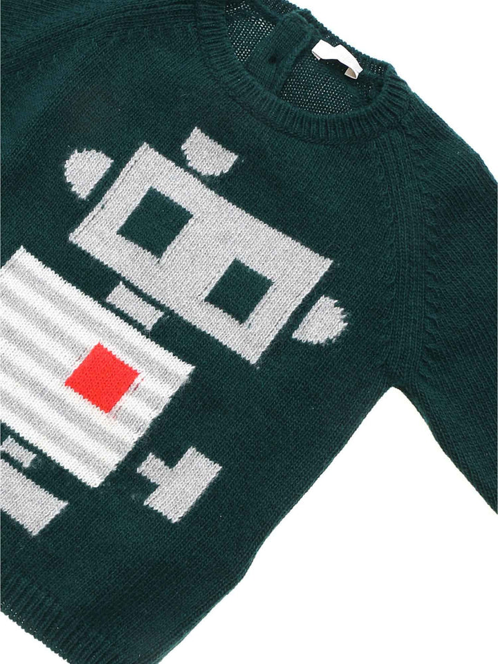 ViaMonte Shop | Pullover verde bosco bambino in lana vergine
