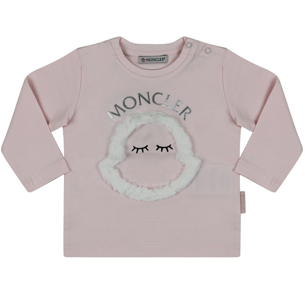 ViaMonte Shop | Moncler Enfant t-shirt baby girl in cotone rosa