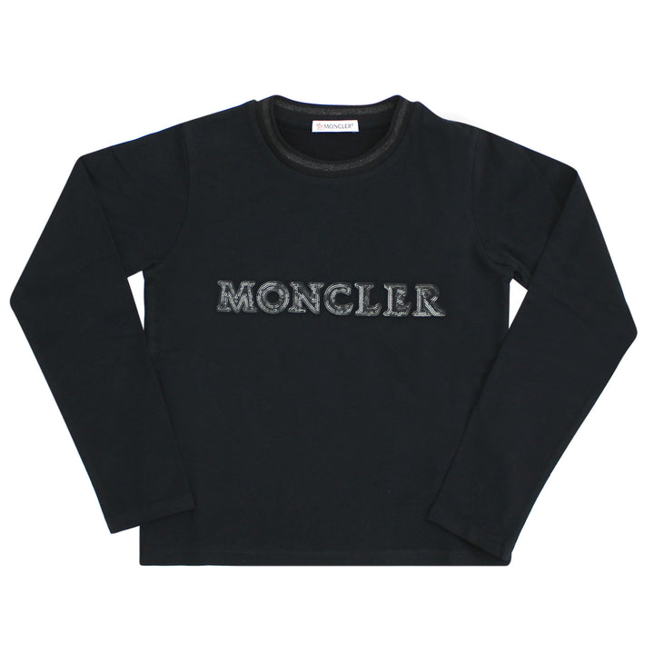 ViaMonte Shop | Moncler Enfant t-shirt bambina in cotone stretch nera