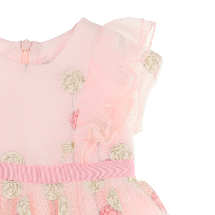 ViaMonte Shop | Monnalisa abito baby rosa ricamo all-over in tulle