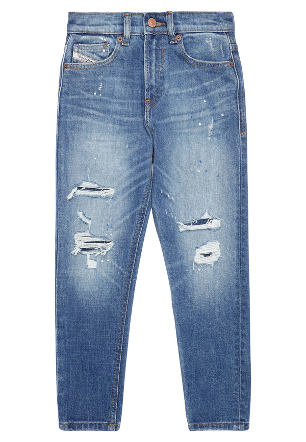 ViaMonte Shop | Diesel Kid jeans d-vider-j teen in denim used con rotture