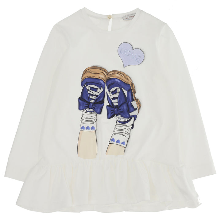 ViaMonte Shop | Monnalisa bambina maxi t-shirt panna in jersey di cotone