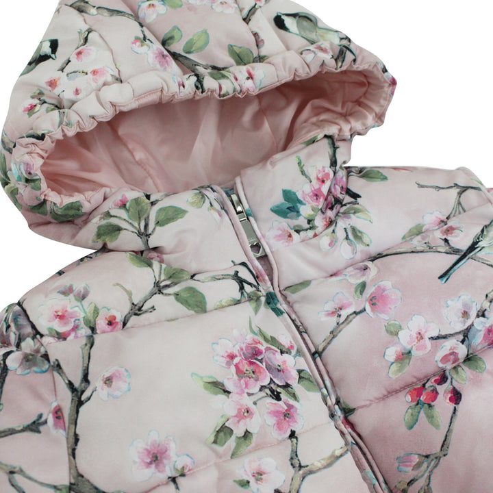 ViaMonte Shop | Monnalisa bambina giubbino rosa antico in nylon stampa fiori