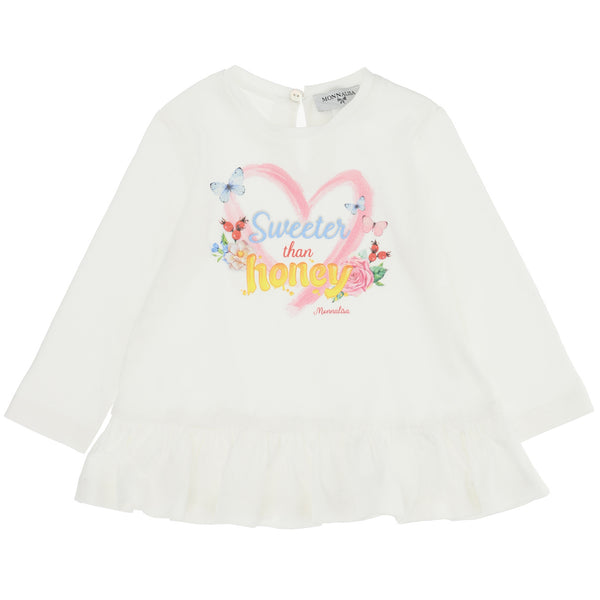 ViaMonte Shop | Monnalisa baby girl maxi t-shirt panna in jersey di cotone