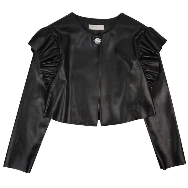 ViaMonte Shop | Monnalisa teen giacca corta nera in similpelle