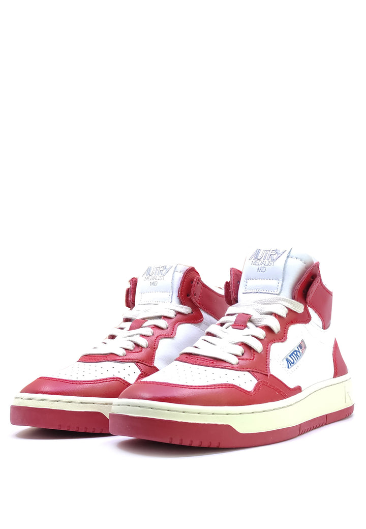 ViaMonte Shop | Autry sneakers alta uomo bicolor rosso e bianco in pelle