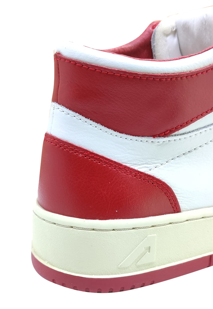 ViaMonte Shop | Autry sneakers alta uomo bicolor rosso e bianco in pelle