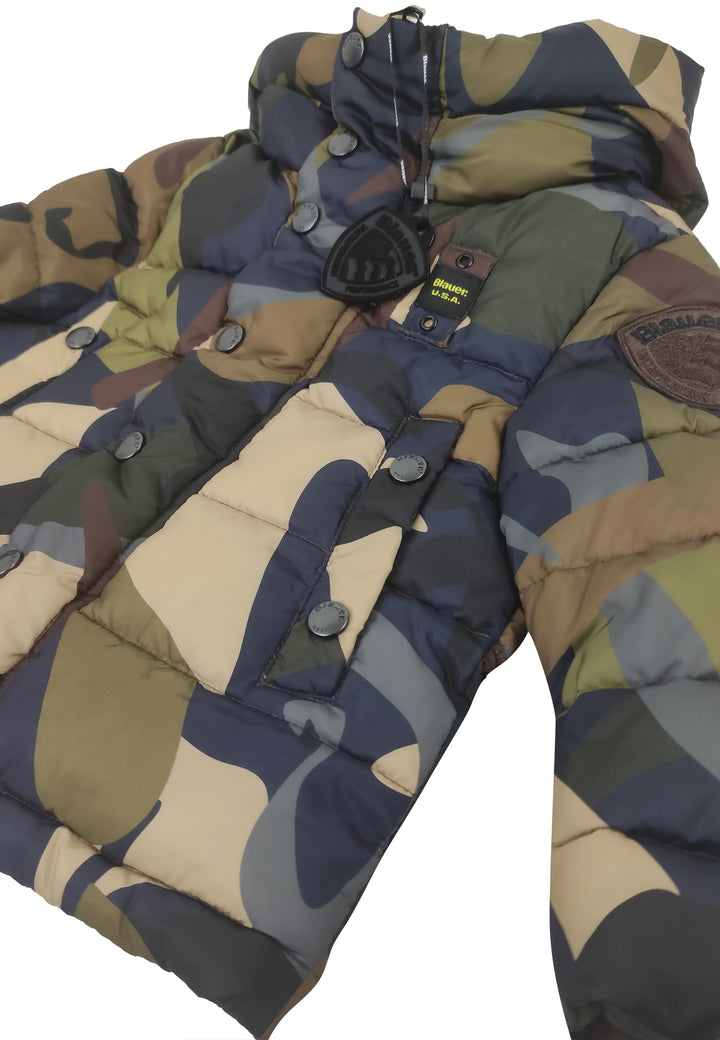 ViaMonte Shop | Blauer bambino giubbino corto camouflage in nylon