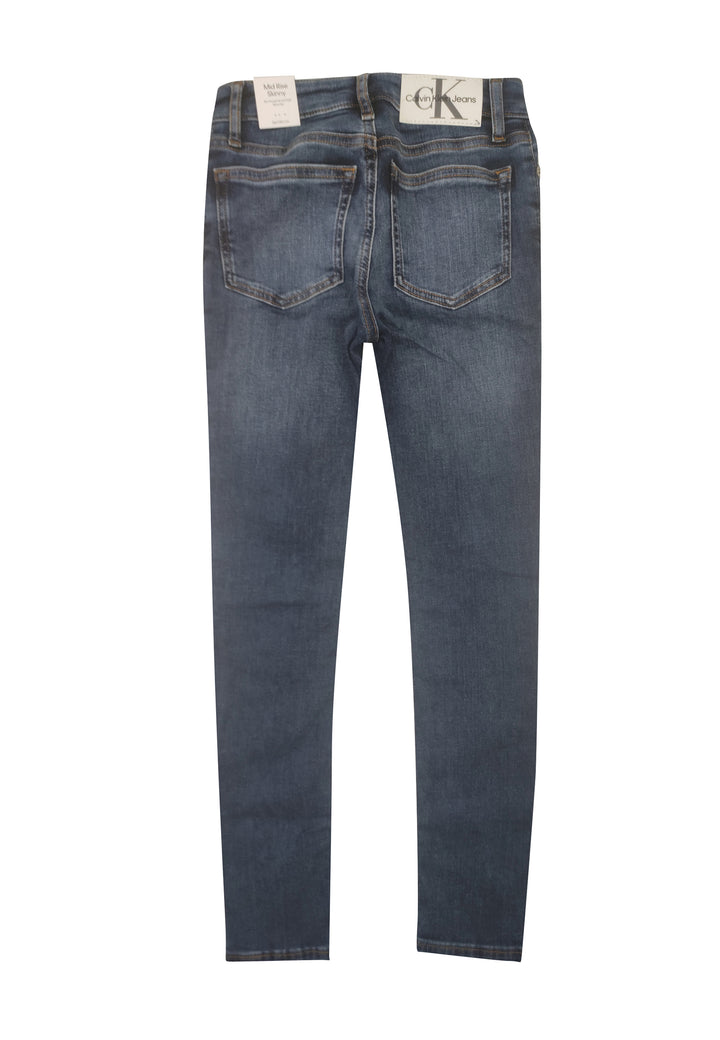 ViaMonte Shop | Calvin Klein Jeans teen pantalone blu in denim di cotone elasticizzato
