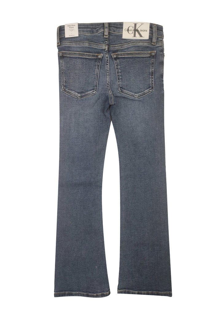 ViaMonte Shop | Calvin Klein Jeans bambina pantalone blu a zampa in denim di cotone