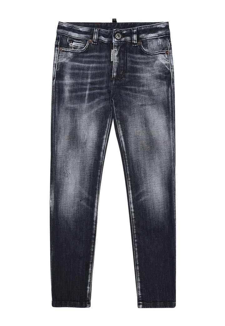 ViaMonte Shop | Dsquared2 bambina jeans Waist Twiggy nero in denim di cotone stretch