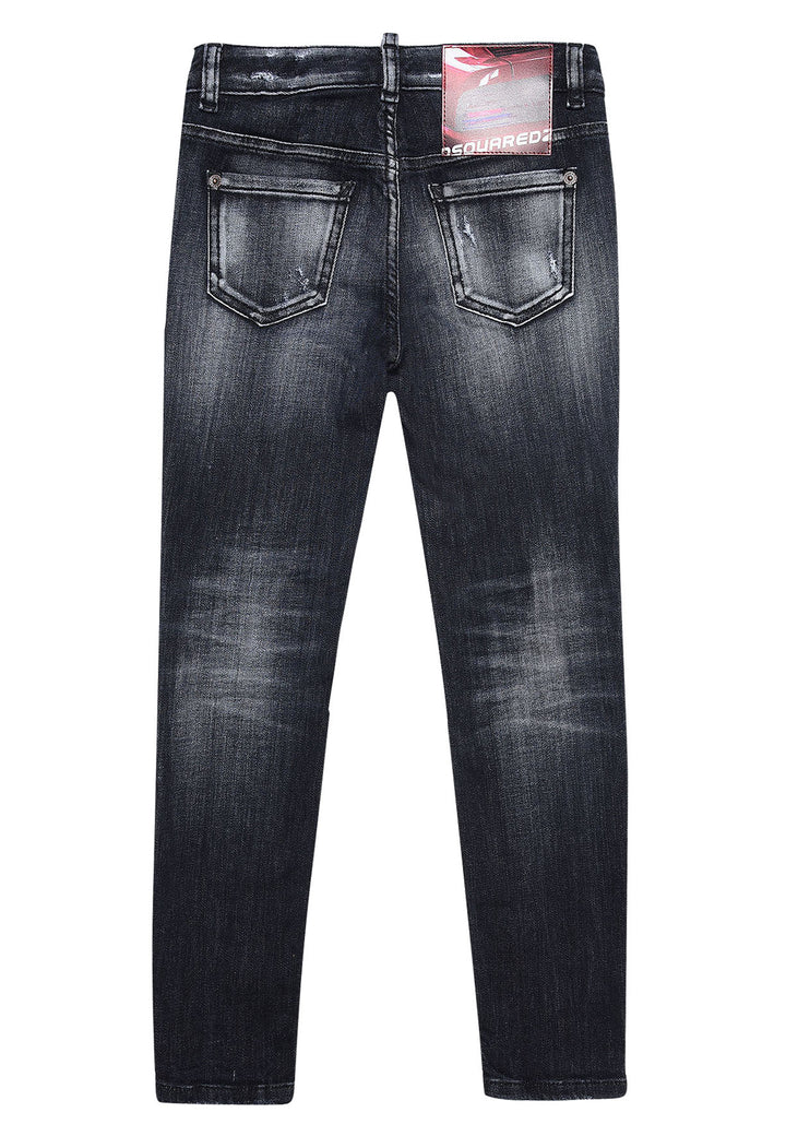 ViaMonte Shop | Dsquared2 bambina jeans Waist Twiggy nero in denim di cotone stretch