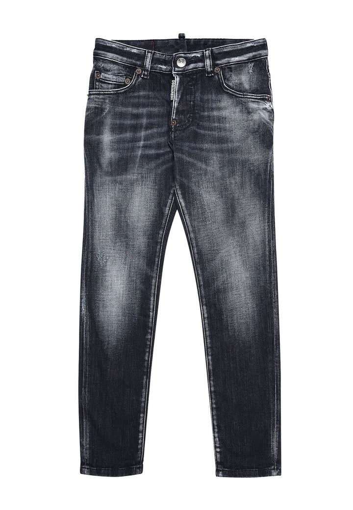 ViaMonte Shop | Dsquared2 bambino jeans Skater nero in denim di cotone stretch