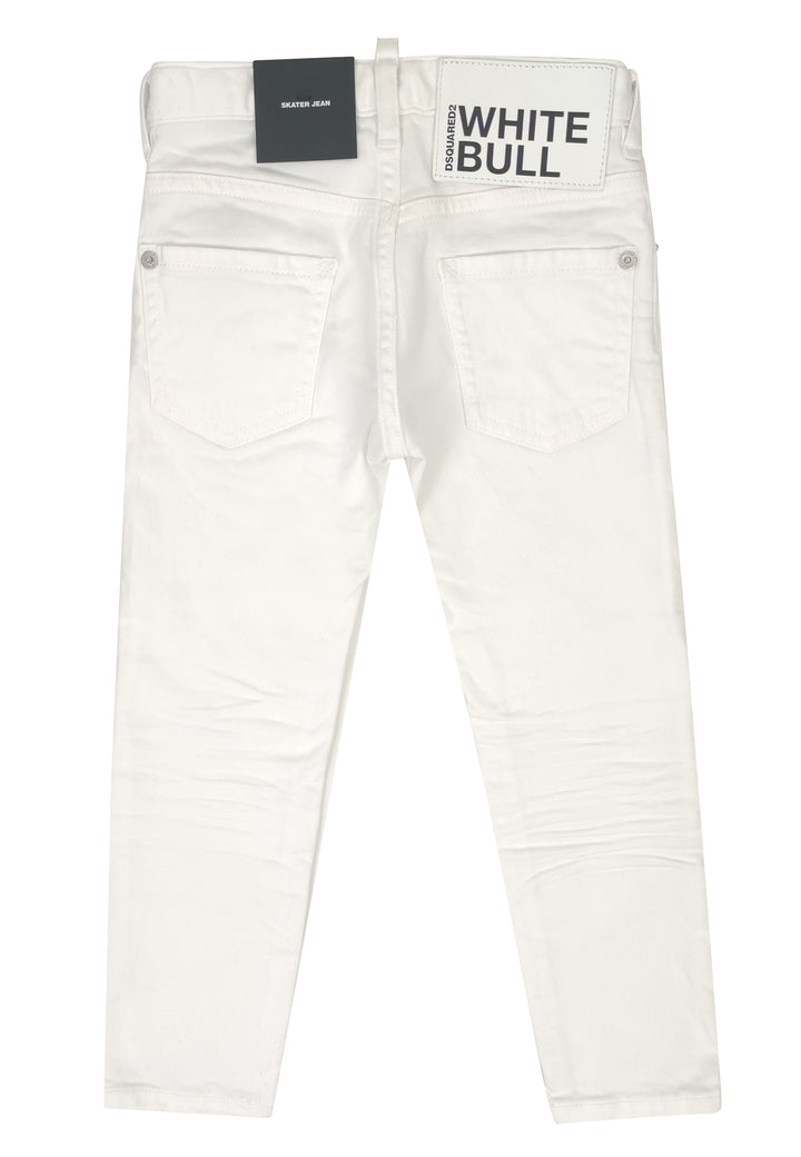 ViaMonte Shop | Dsquared2 bambino jeans skater bianco in cotone stretch