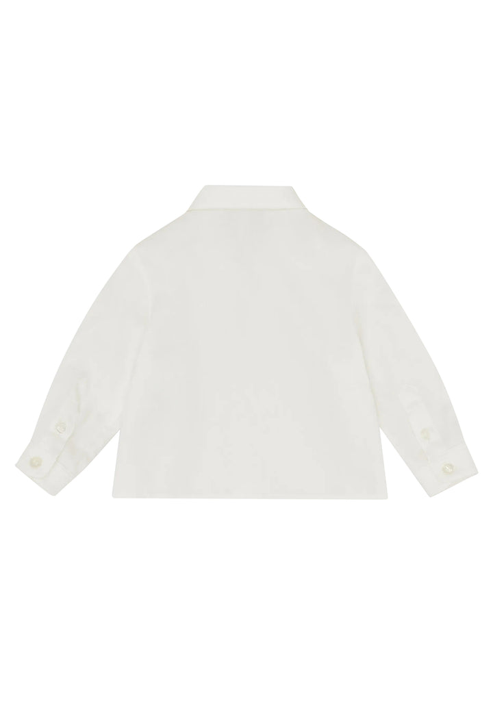 ViaMonte Shop | Emporio Armani camicia baby boy bianca in puro cotone con logo jacquard