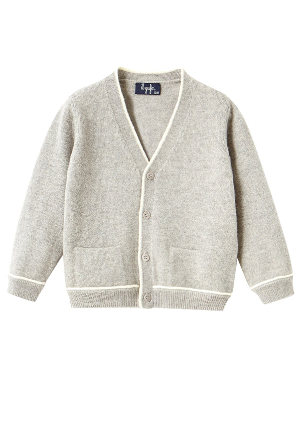 ViaMonte Shop | Il Gufo baby boy cardigan grigio chiaro in lana merino