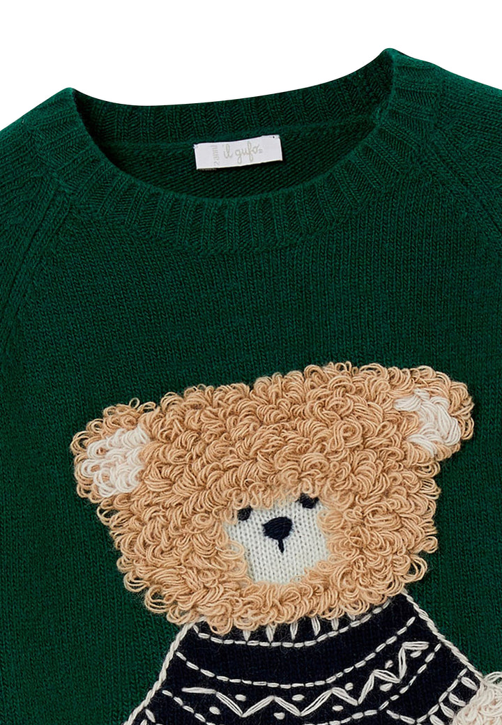 ViaMonte Shop | Il Gufo bambino maglia verde in pura lana