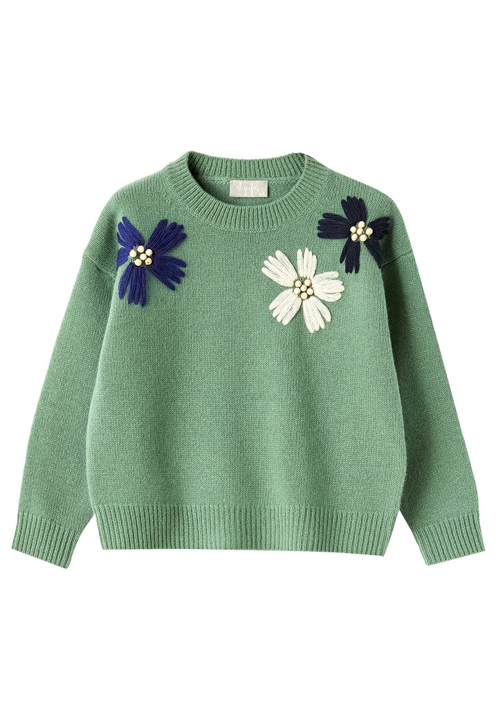 ViaMonte Shop | Il Gufo bambina maglia verde in lana merino