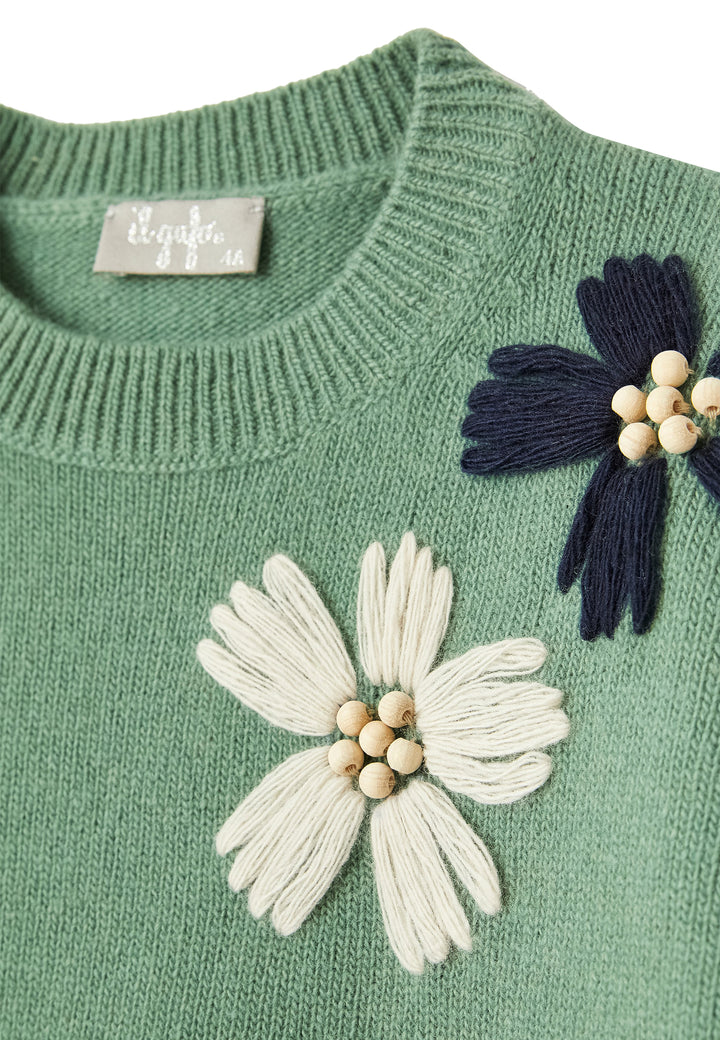 ViaMonte Shop | Il Gufo bambina maglia verde in lana merino
