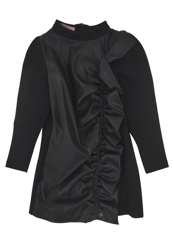 ViaMonte Shop | Miss Blumarine bambina abito nero in similpelle