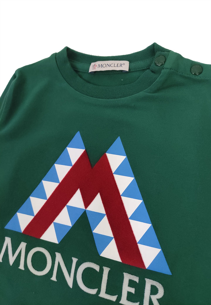 ViaMonte Shop | Moncler Enfant t-shirt bambino verde in jersey di cotone