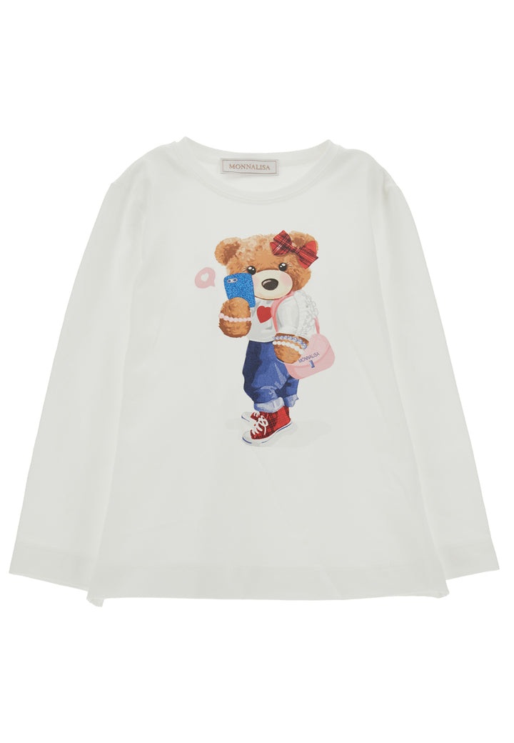 ViaMonte Shop | Monnalisa bambina t-shirt panna in jersey di cotone