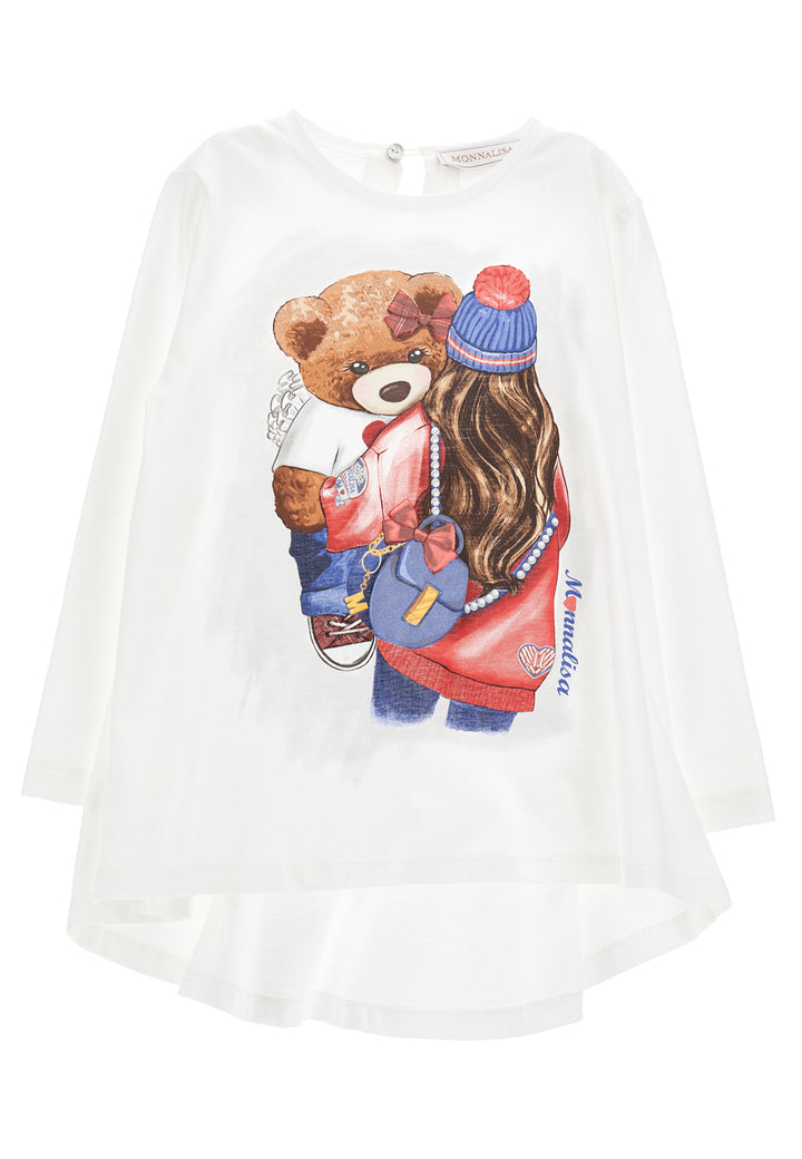 ViaMonte Shop | Monnalisa bambina t-shirt panna in jersey di cotone