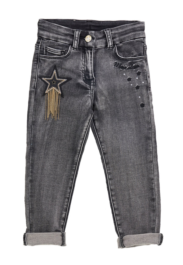 ViaMonte Shop | Monnalisa bambina jeans nero in denim di cotone stretch