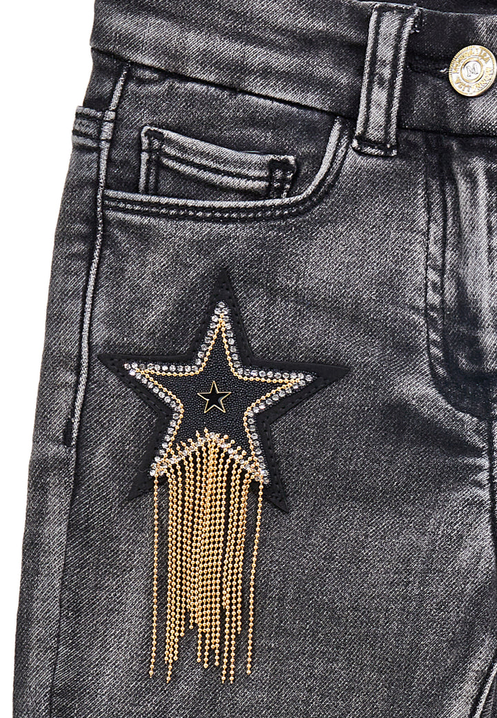 ViaMonte Shop | Monnalisa bambina jeans nero in denim di cotone stretch