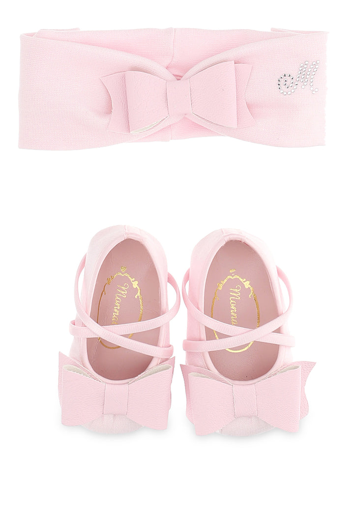 ViaMonte Shop | Monnalisa baby girl set fascia e scarpe rosa in jersey punto Milano