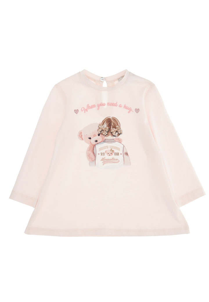 ViaMonte Shop | Monnalisa baby girl t-shirt rosa antico in jersey di cotone