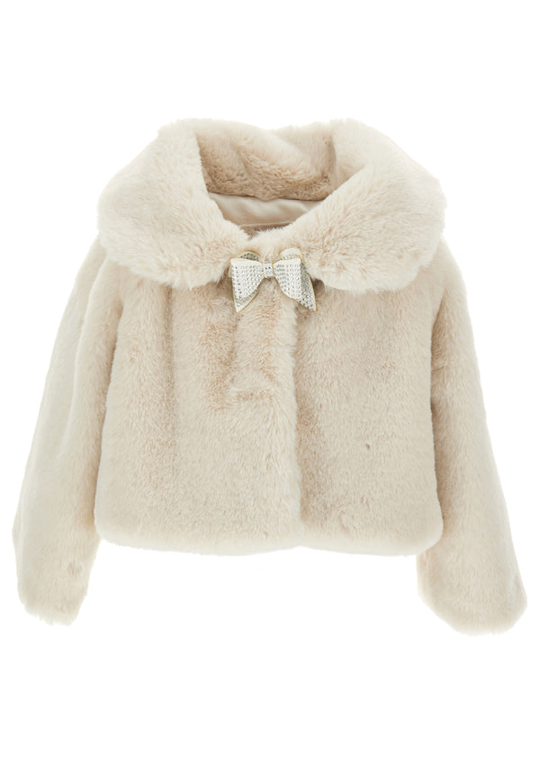 ViaMonte Shop | Monnalisa baby girl giacca panna in pelliccia sintetica