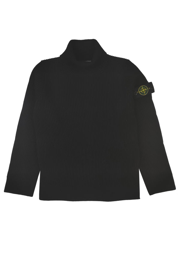 ViaMonte Shop | Stone Island bambino maglia nera a costine in pura lana