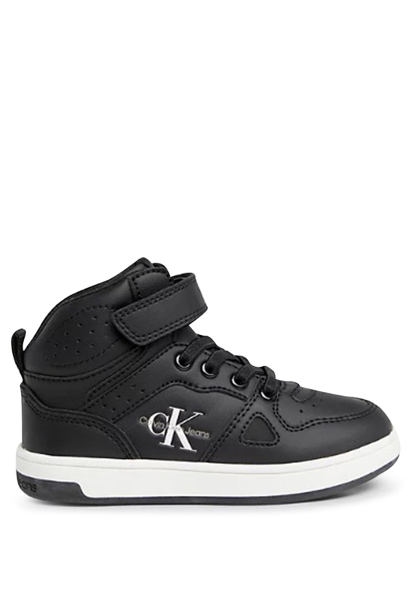 ViaMonte Shop | Calvin Klein Jeans sneakers alta nera bambino in pelle