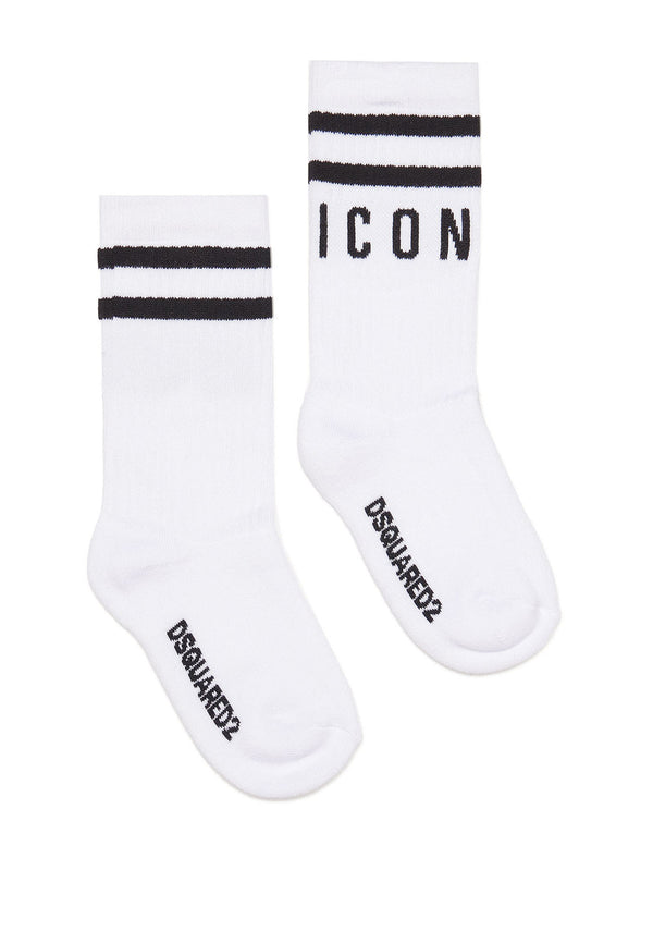 ViaMonte Shop | Dsquared2 calzini bianco/neri bambino in misto cotone