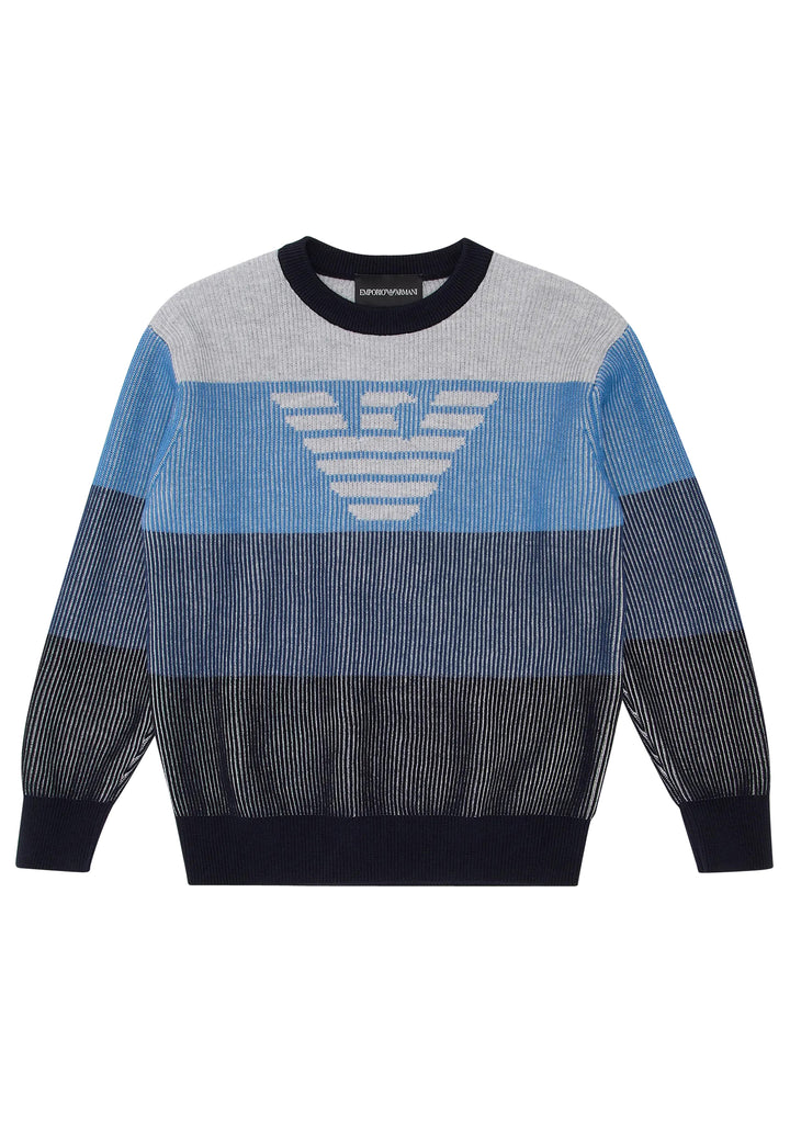 ViaMonte Shop | Emporio Armani maglia grigia e blu bambino in cotone