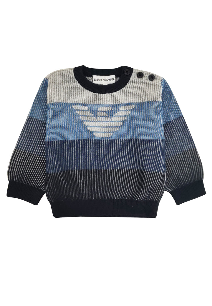 ViaMonte Shop | Emporio Armani maglia grigia e blu neonato in cotone