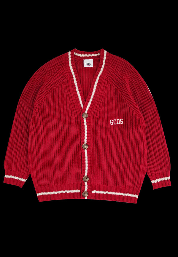 ViaMonte Shop | GCDS maglia cardigan rossa bambino in cotone